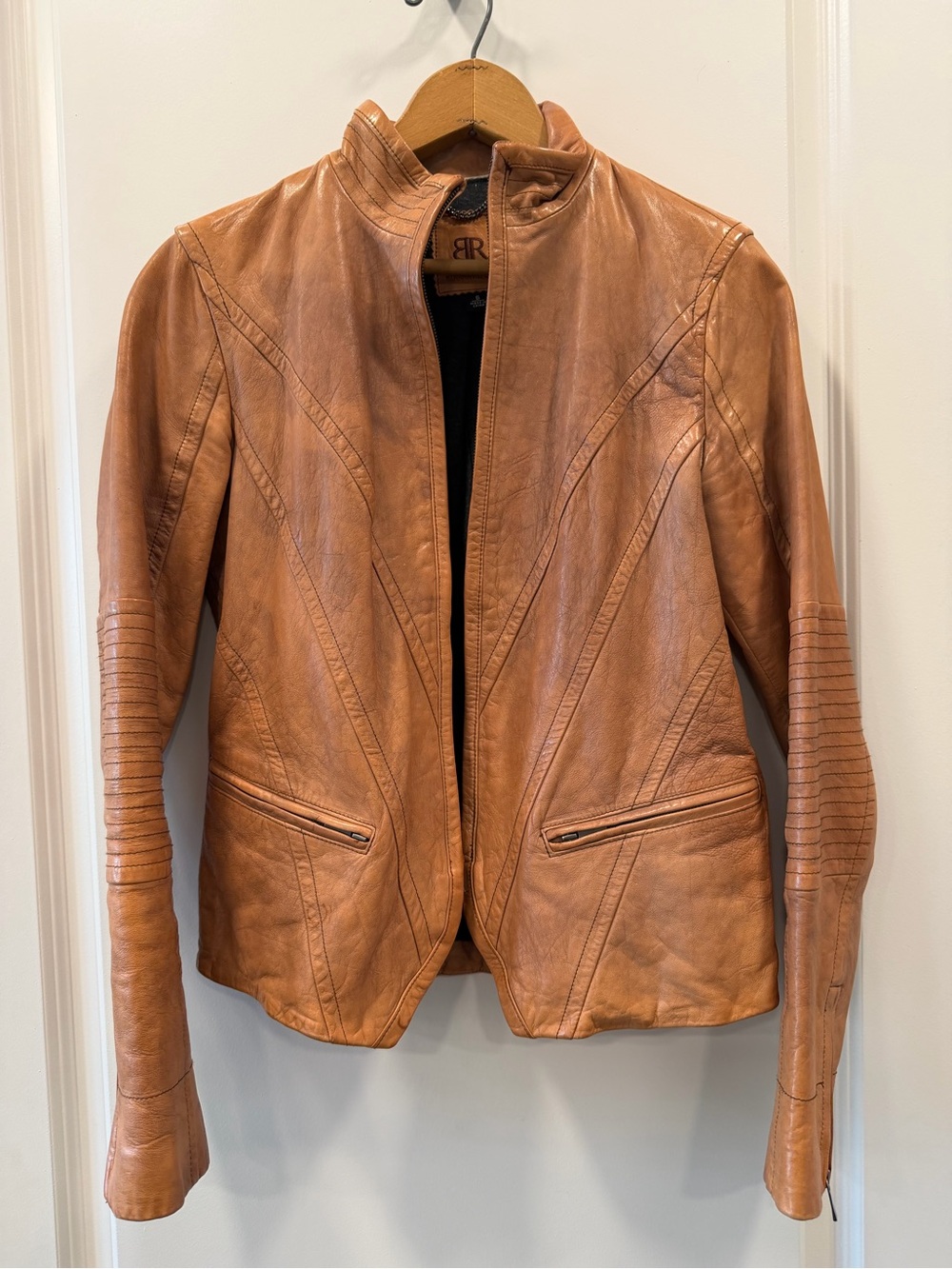 Tan Leather Moto Jacket